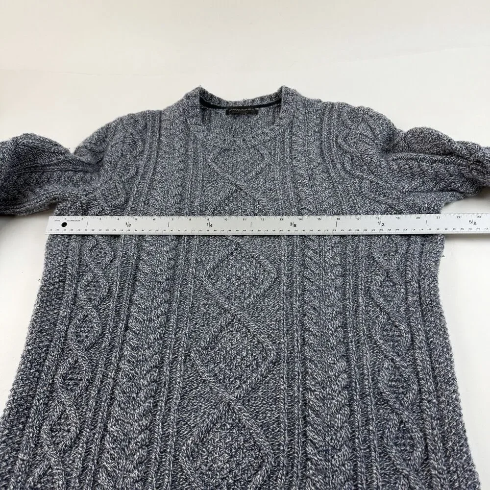 Banana Republic Fisherman Sweater Mens Large Blue Cable Knit Chunky Merino Wool